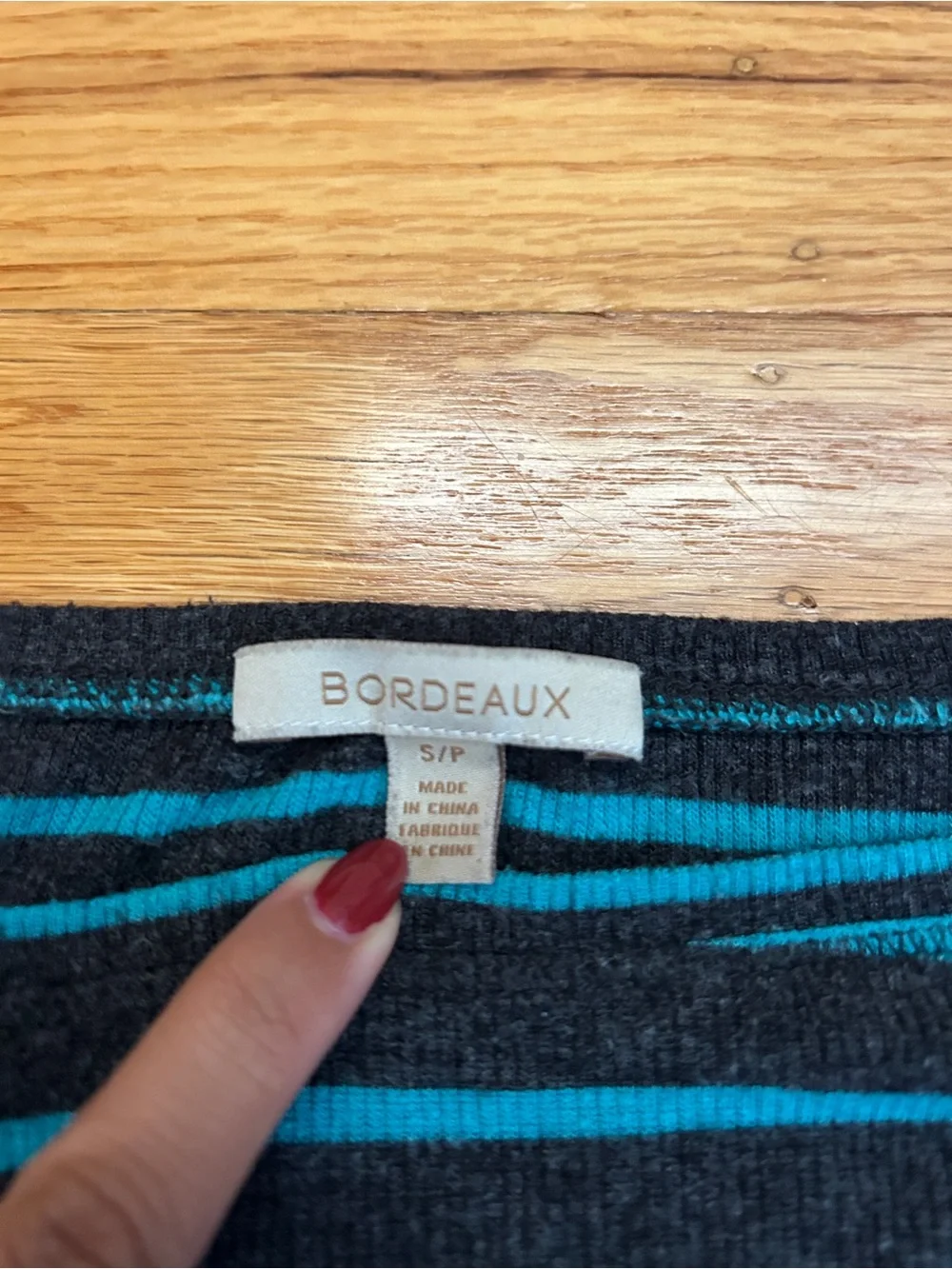 Striped Black and Teal Slouch Top